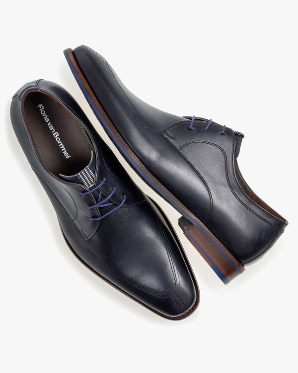 Schn&uuml;rschuh dunkelblau Kalbsleder
