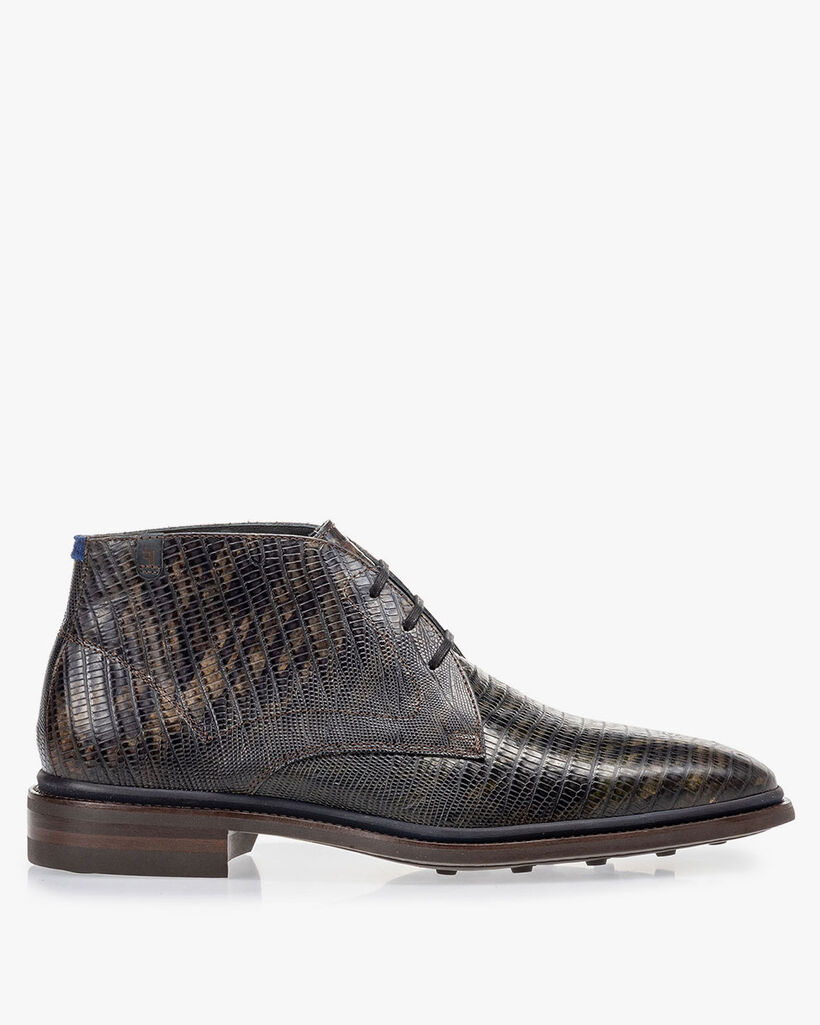 Stiefel Eidechsenprint dunkelgr&uuml;n