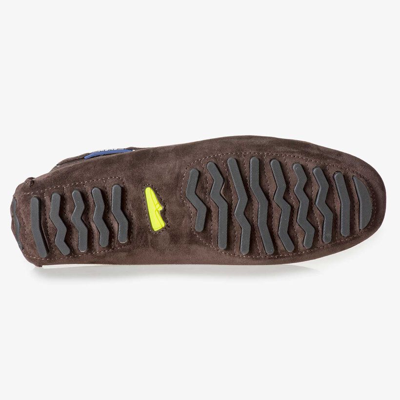 Dark brown calf suede leather moccasin