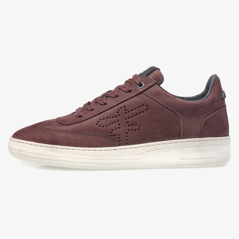 Roter Nubukleder-Sneaker mit Print