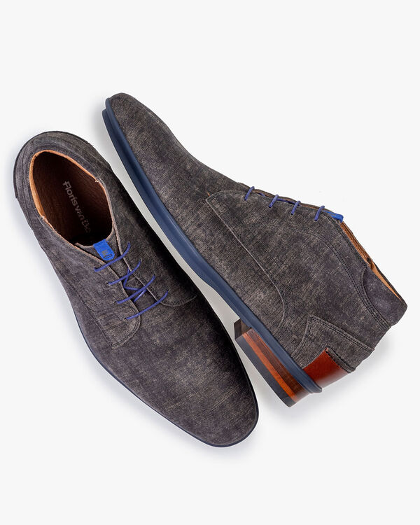 Schn&uuml;rstiefel Wildleder grau