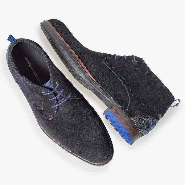 Dunkelblauer Wildleder Schn&uuml;rstiefel