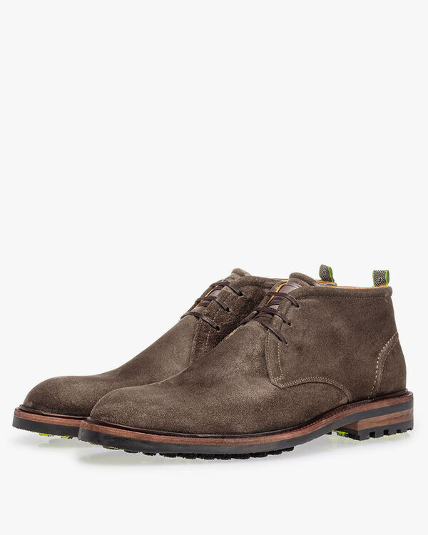 Schn&uuml;rstiefel Wildleder dunkles taupe