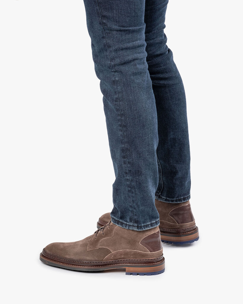 Schn&uuml;rstiefel Wildleder dunkel taupefarben