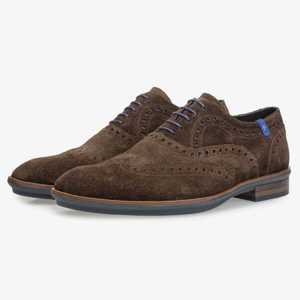 Brauner Brogue Wildleder-Schn&uuml;rschuh
