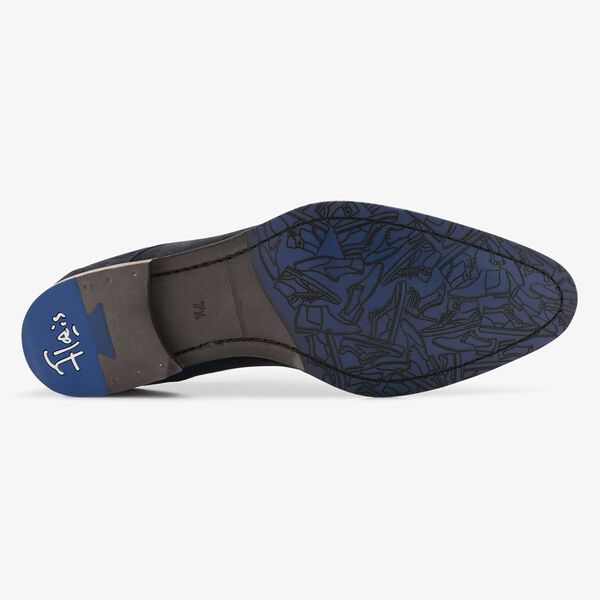 Blauer Wildleder Schn&uuml;rschuh