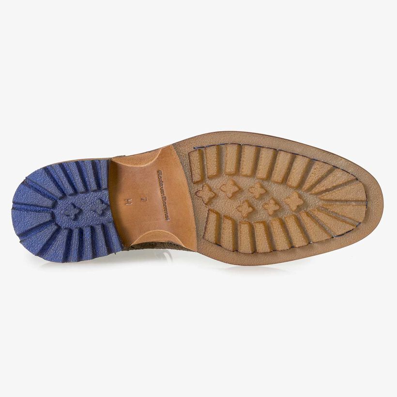 Gr&uuml;ner Wildleder-Schn&uuml;rstiefel mit Print