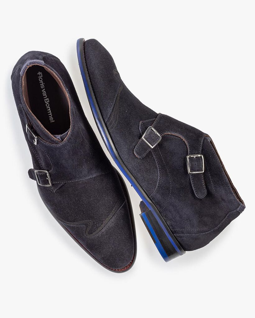 Schnallenschuh blau Wildleder