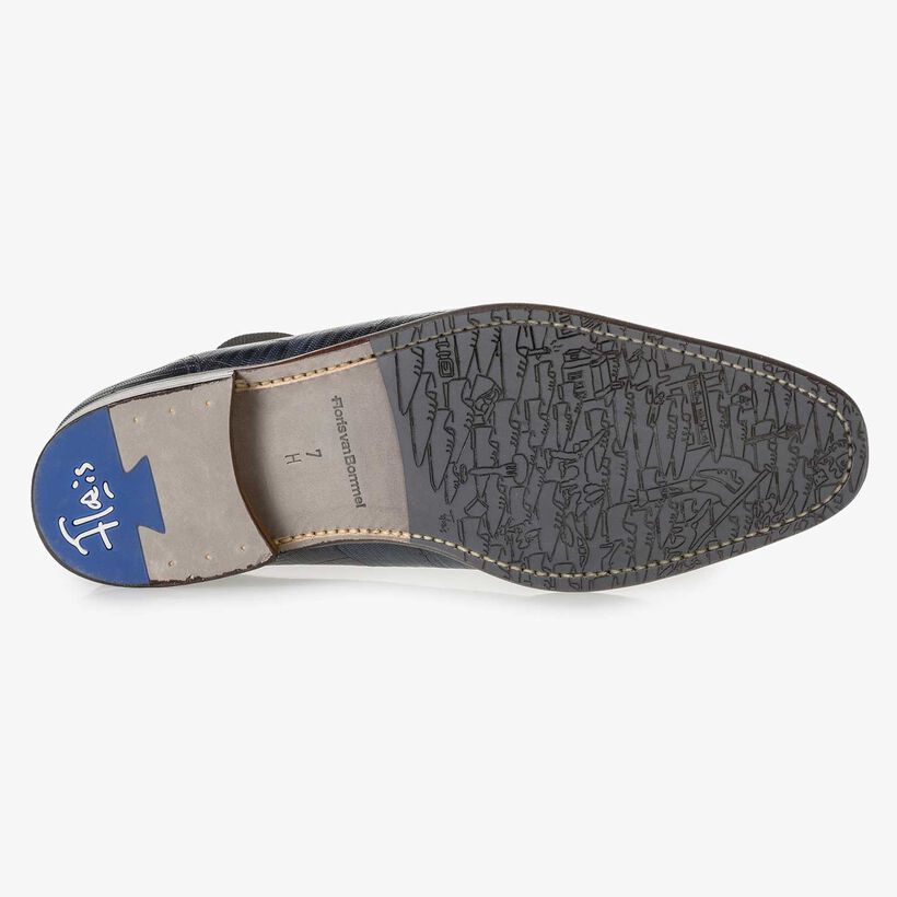 Dunkelblauer Chelsea Boot aus Leder mit Print