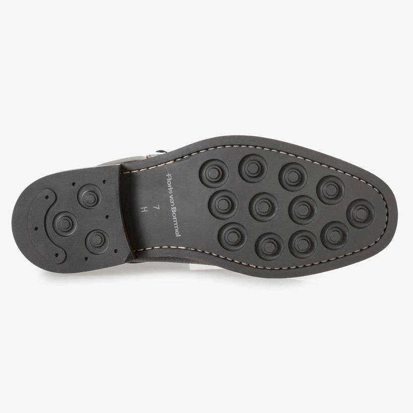 Schwarzer Kalbsleder-Schn&uuml;rstiefel mit Print