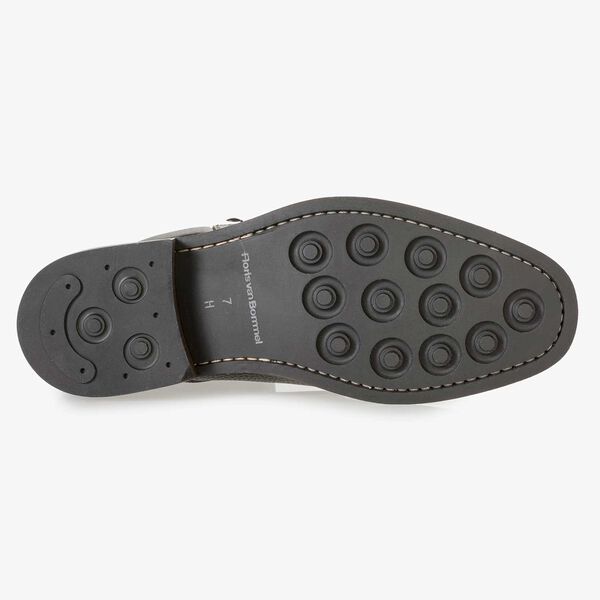 Schwarzer Kalbsleder-Schn&uuml;rstiefel mit Print
