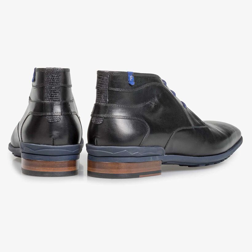 Black calf leather lace boot