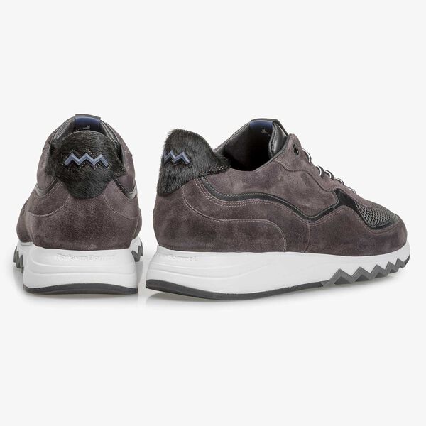 Anthracite and brown suede leather sneaker