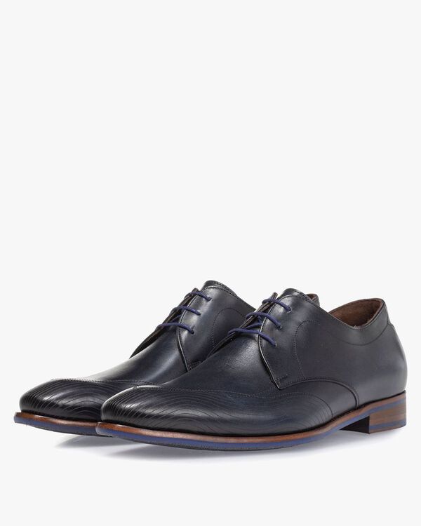 Schn&uuml;rschuh Kalbsleder blau