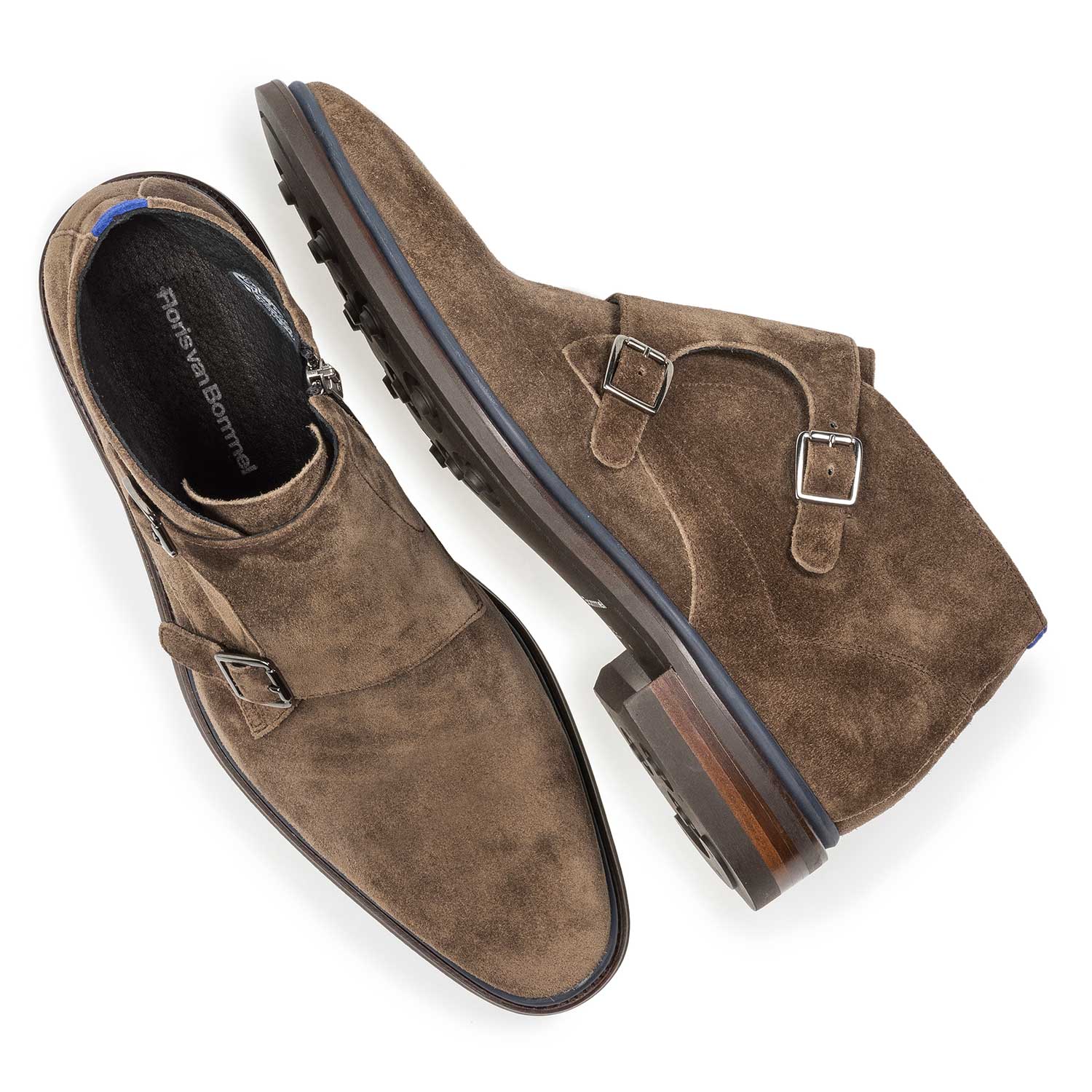 10672/02 - Dunkler taupefarbener Monk-Schnallenschuh aus Wildleder 10672/02 - Dunkler taupefarbener Monk-Schnallenschuh aus Wildleder