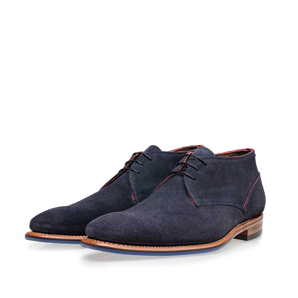 10673/09 - Blauer halbhoher Wildleder Schnürstiefel 10673/09 - Blauer halbhoher Wildleder Schnürstiefel