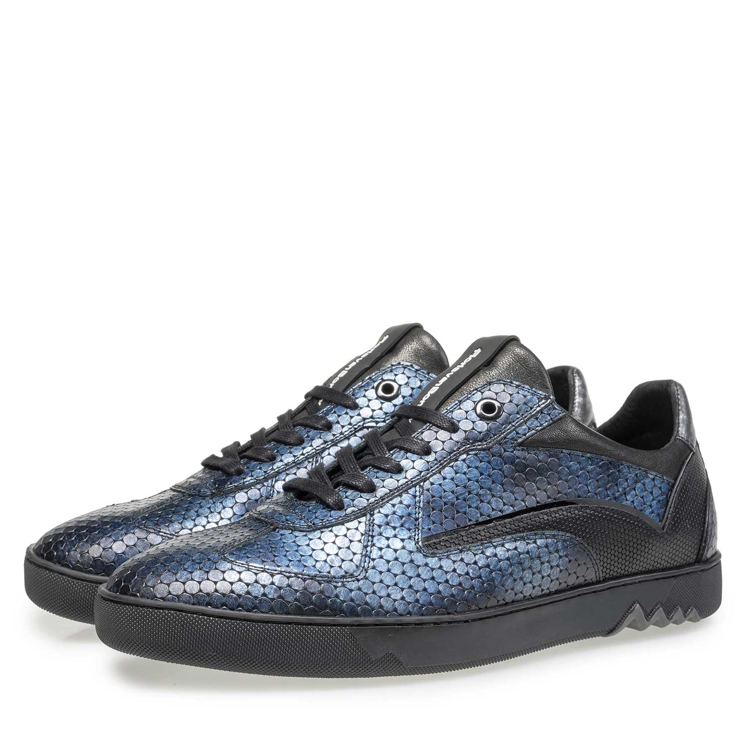16242/11 - Blue metallic print leather sneaker 16242/11 - Blue metallic print leather sneaker