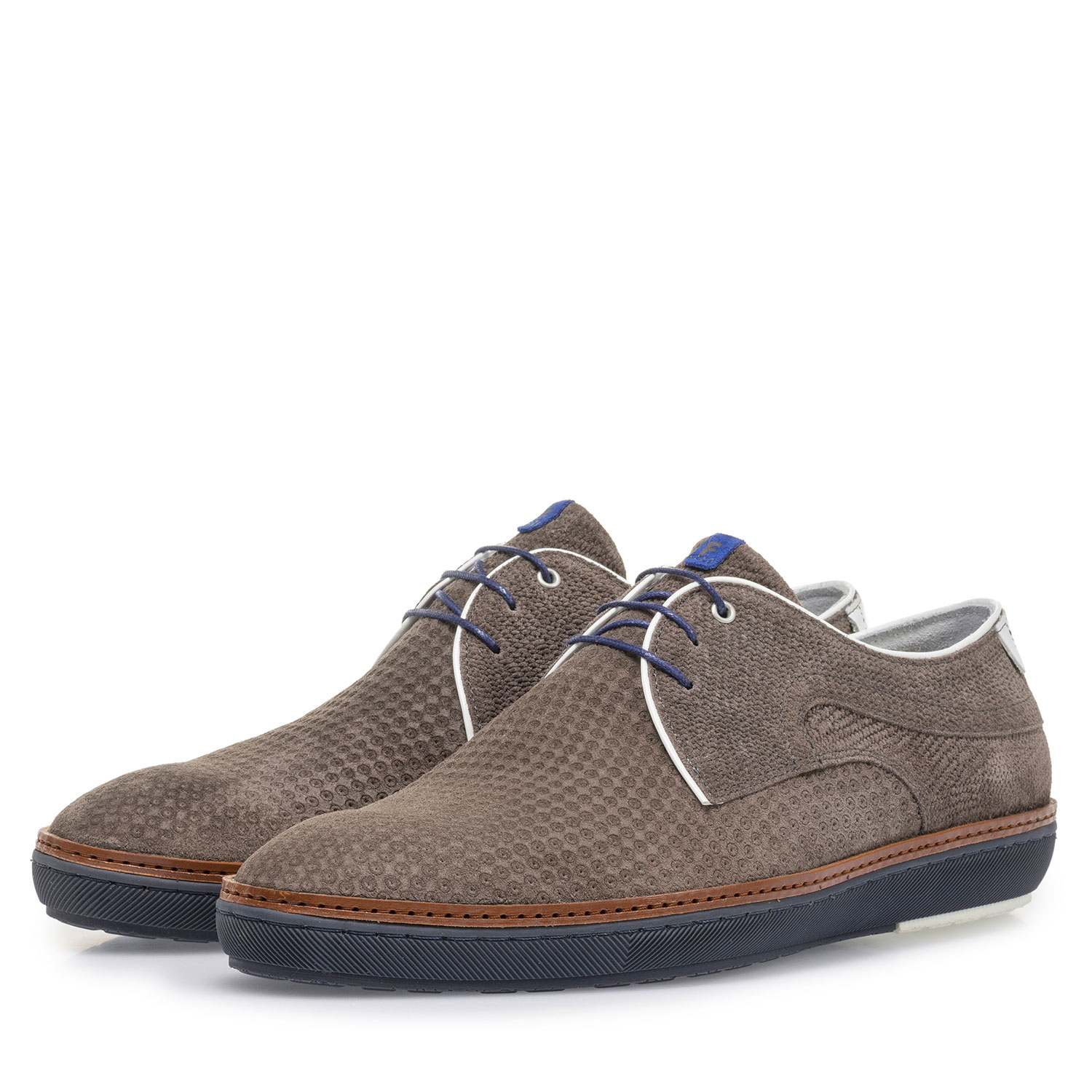 14020/37 - Taupe-coloured suede leather lace shoe with print 14020/37 - Taupe-coloured suede leather lace shoe with print