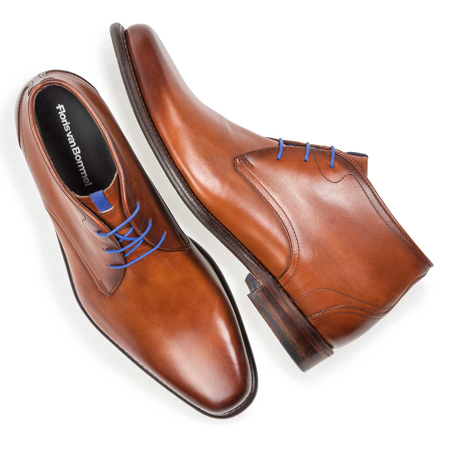 10634/09 - Dunkler cognacfarbener Kalbsleder-Schnürstiefel 10634/09 - Dunkler cognacfarbener Kalbsleder-Schnürstiefel