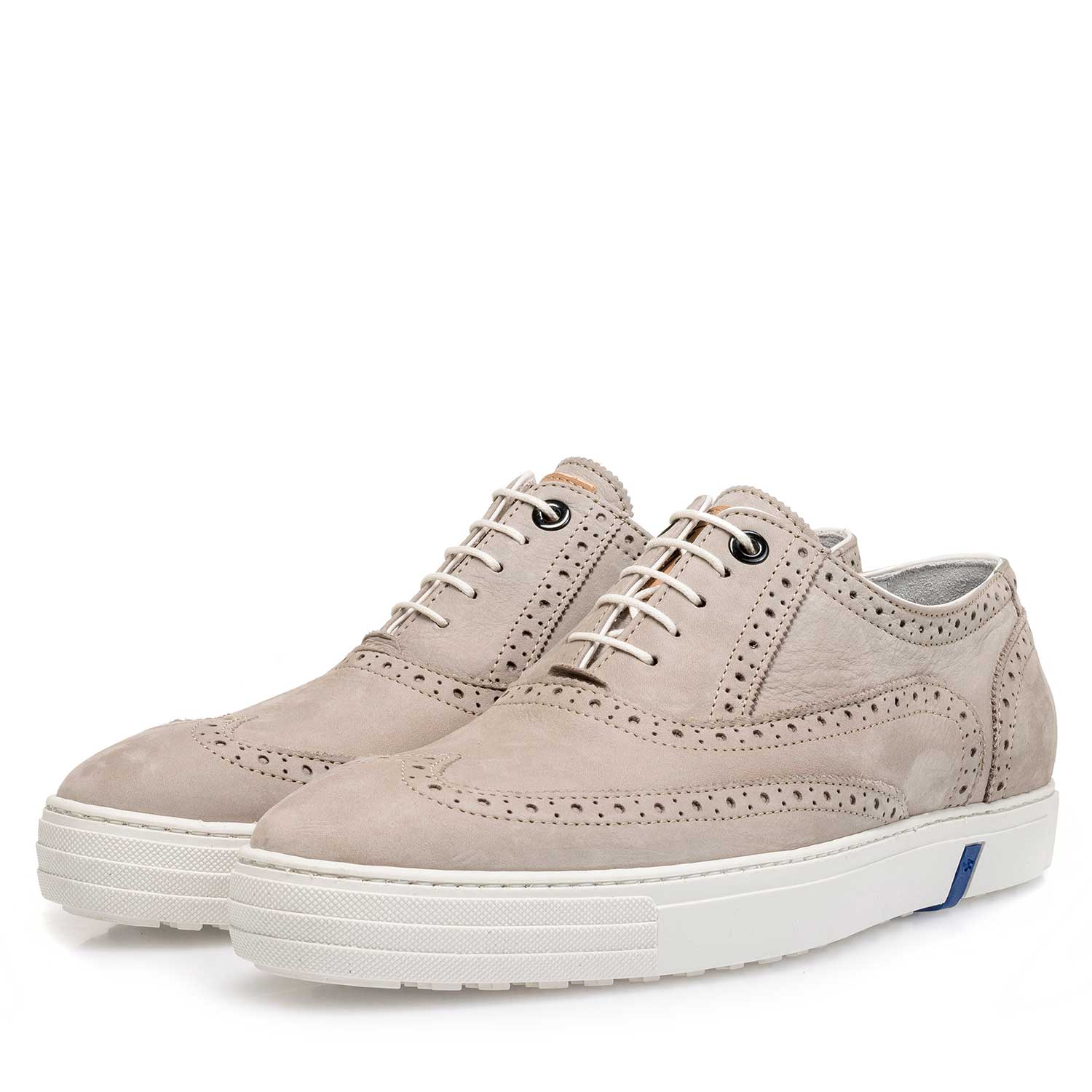 19073/04 - Hellgrauer Nubukleder Brogue-Schnürschuh 19073/04 - Hellgrauer Nubukleder Brogue-Schnürschuh