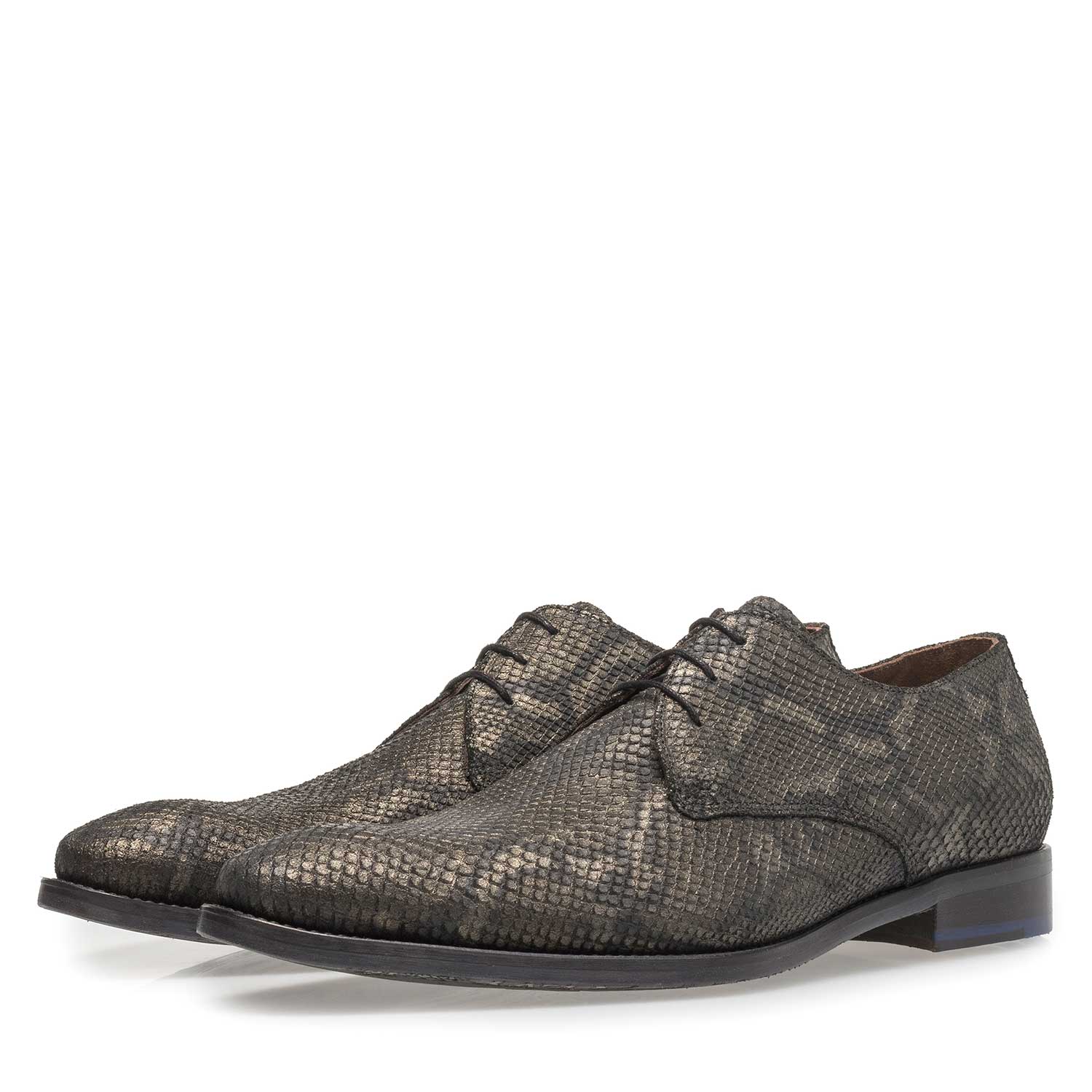 18124/00 - Schnürschuh mit olivgrünem Schlangenprint 18124/00 - Schnürschuh mit olivgrünem Schlangenprint
