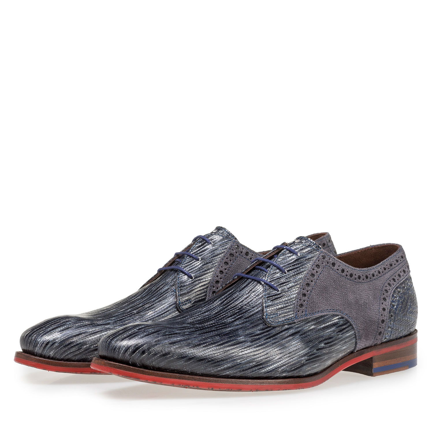 18107/08 - Grau-blauer Schnürschuh mit Print 18107/08 - Grau-blauer Schnürschuh mit Print
