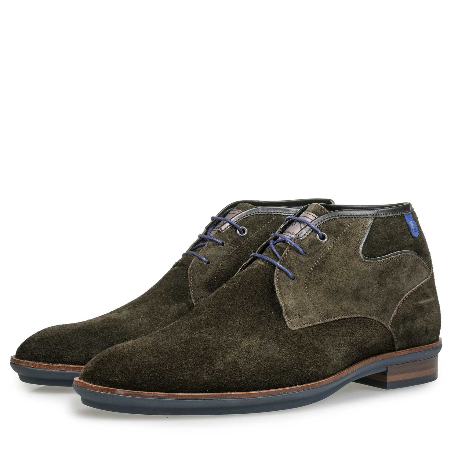 10156/04 - Olive green calf suede leather lace boot 10156/04 - Olive green calf suede leather lace boot