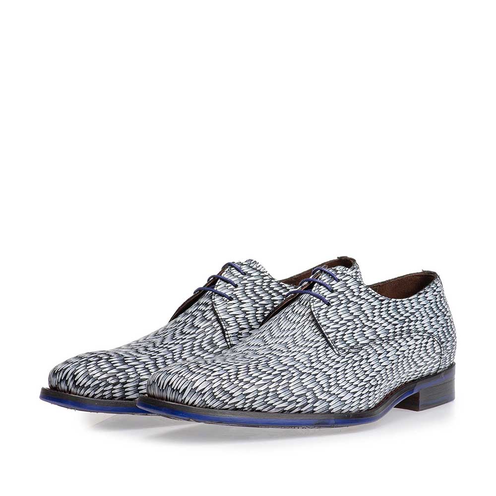 18159/20 - Light grey leather lace shoe with print 18159/20 - Light grey leather lace shoe with print