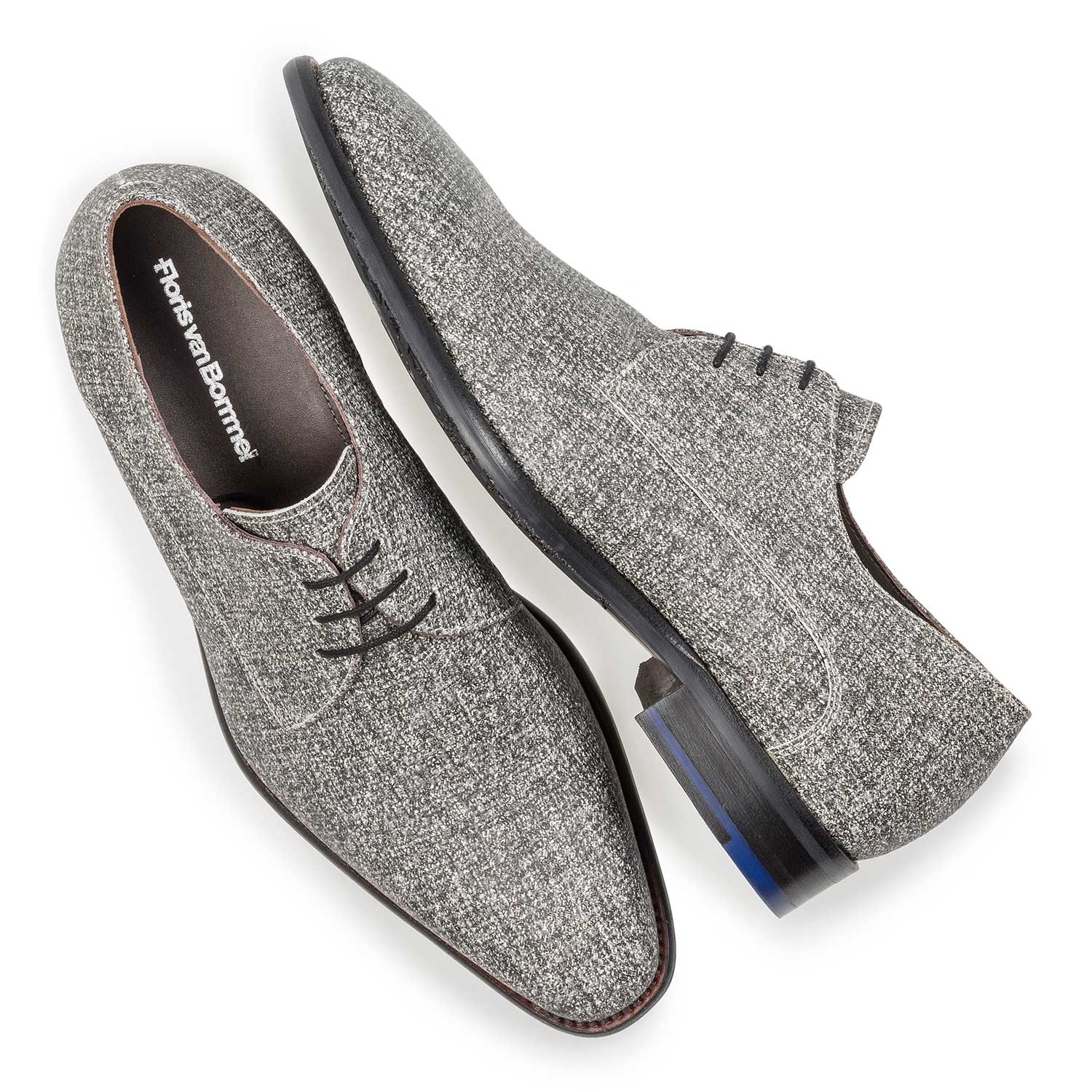 18146/00 - Grauer Leder-Schnürschuh mit weißem Print 18146/00 - Grauer Leder-Schnürschuh mit weißem Print