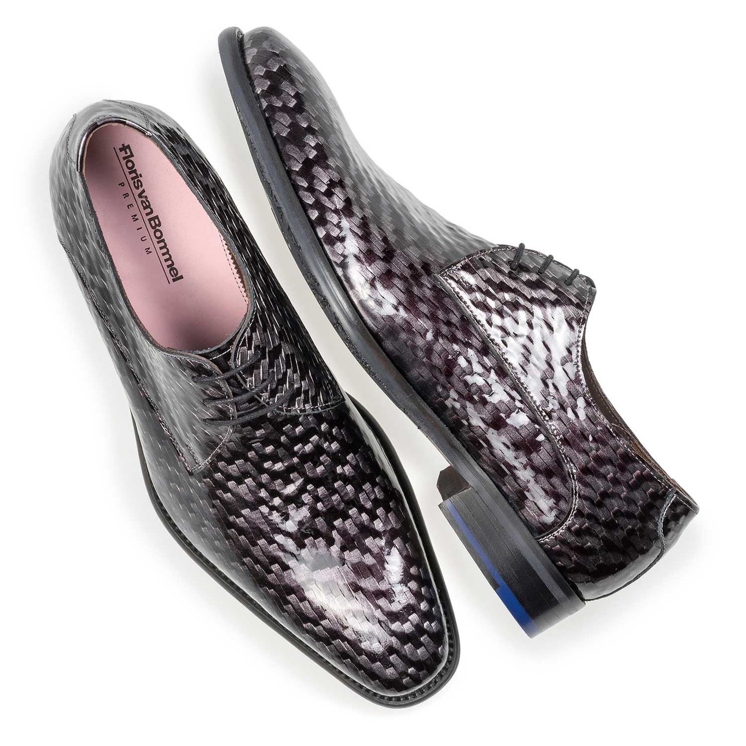 18123/00 - Premium grey printed patent leather lace shoe 18123/00 - Premium grey printed patent leather lace shoe