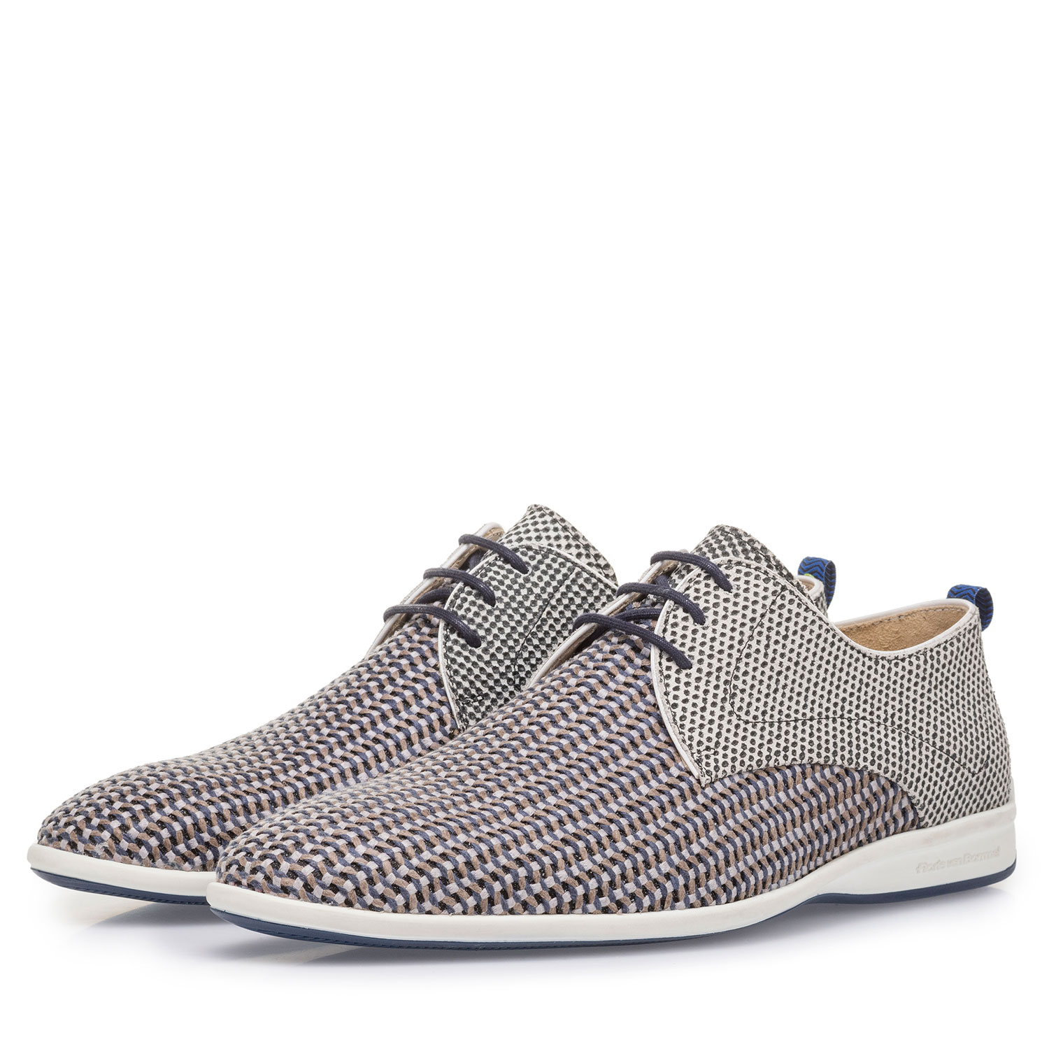 18302/06 - Grey suede leather lace shoe with print 18302/06 - Grey suede leather lace shoe with print