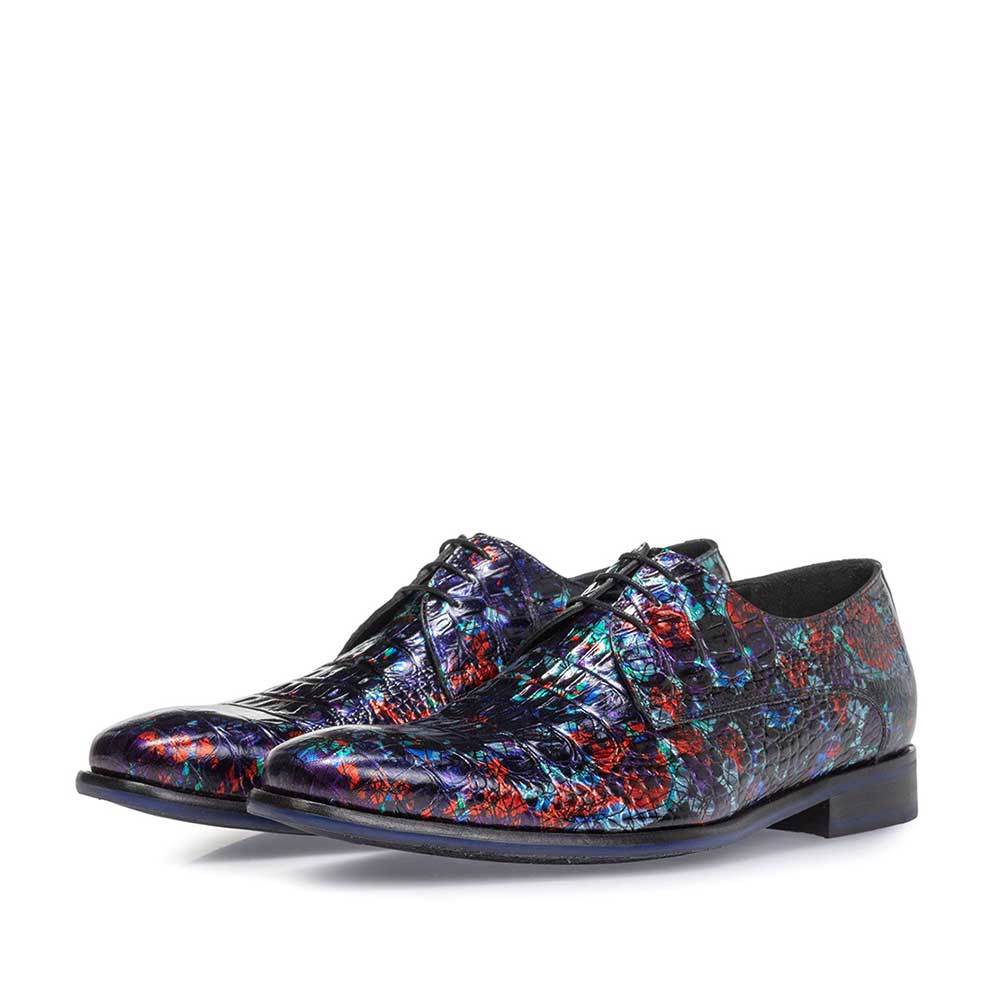 18102/07 - Lace shoe with print blue 18102/07 - Lace shoe with print blue