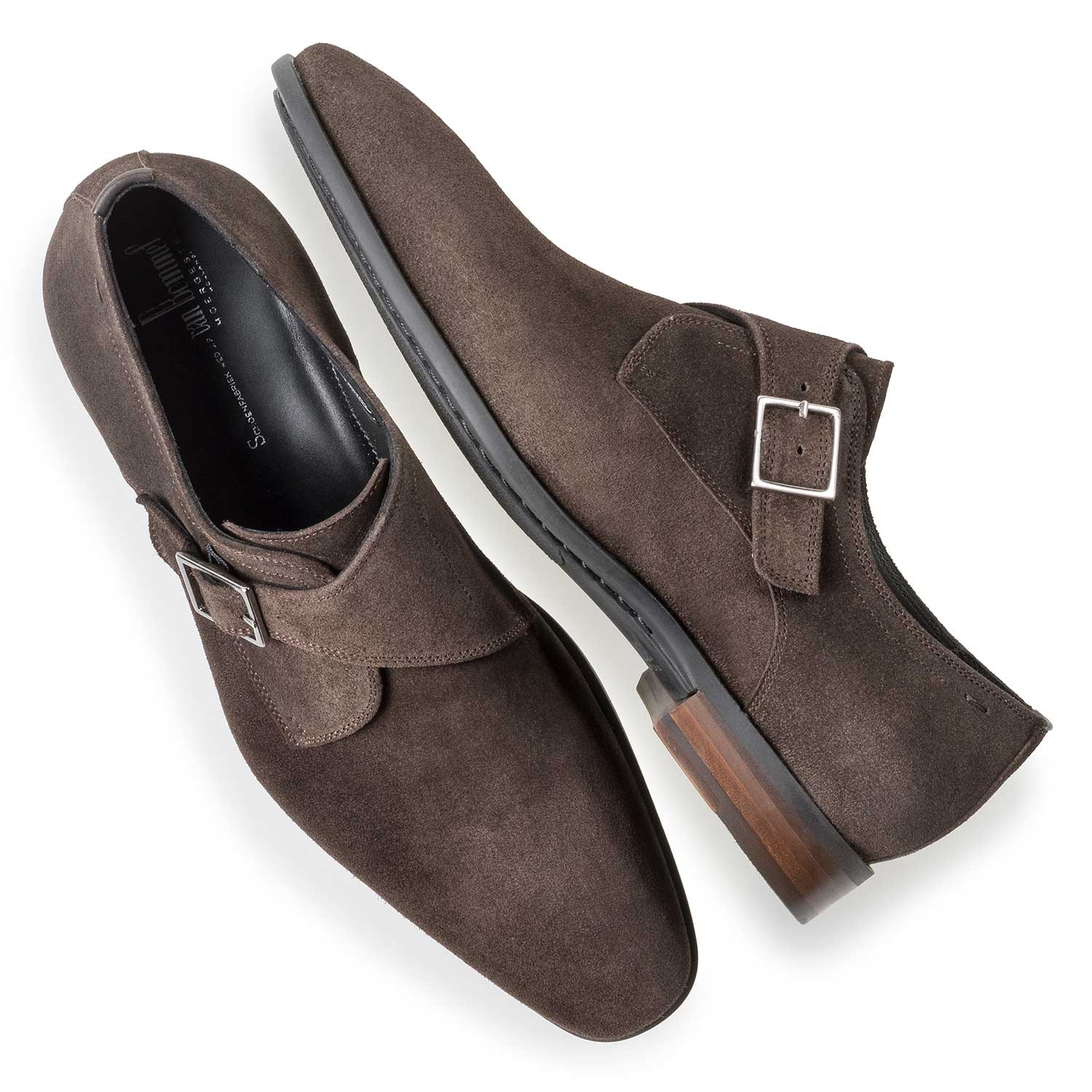 12341/00 - Dunkelbrauner gewachster Monk-Schnallenschuh aus Wildleder 12341/00 - Dunkelbrauner gewachster Monk-Schnallenschuh aus Wildleder