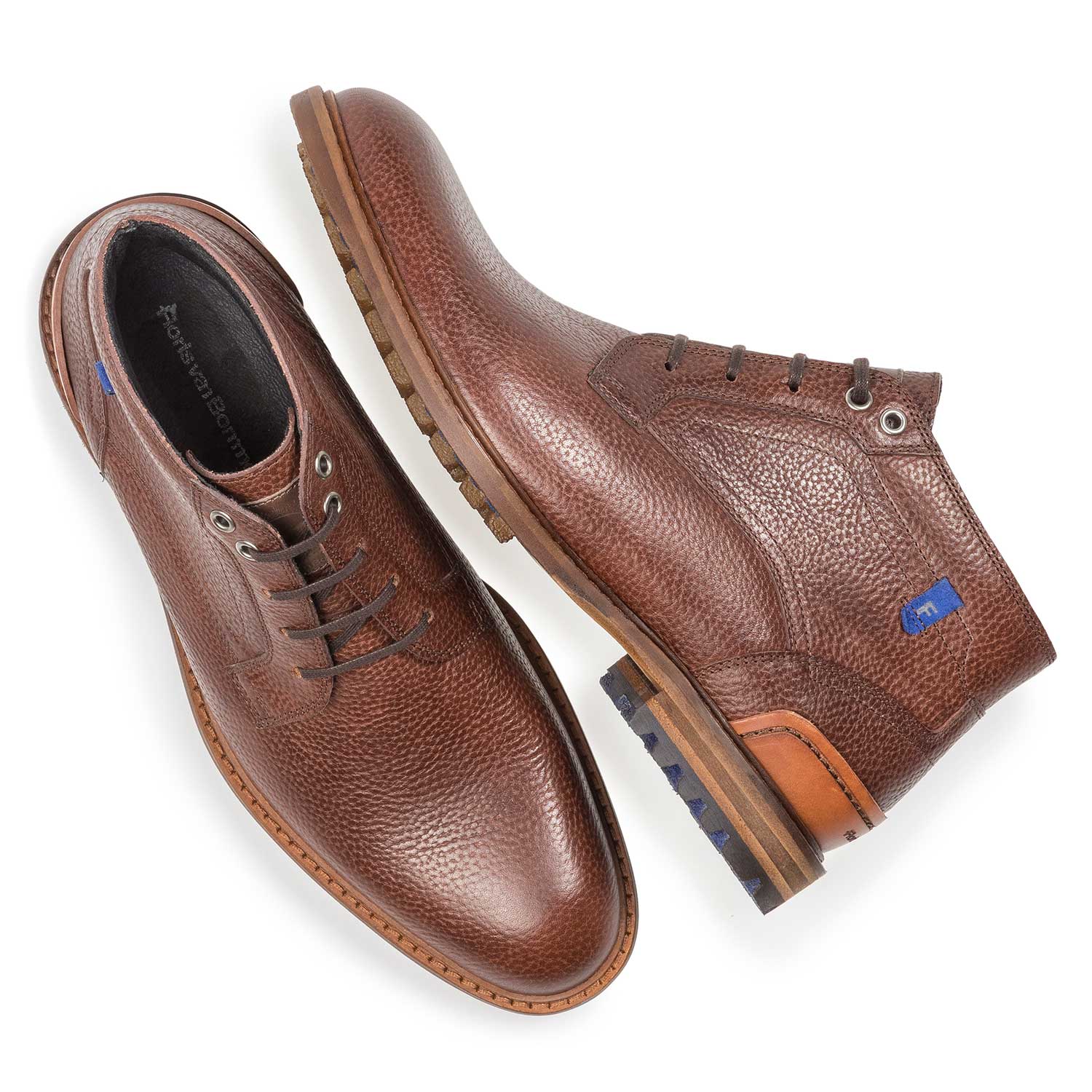 20228/16 - Cognac-coloured printed leather lace boot 20228/16 - Cognac-coloured printed leather lace boot