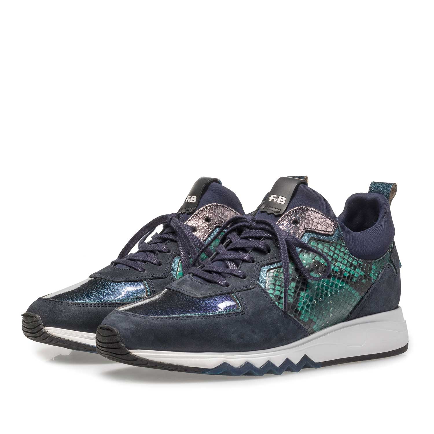 85288/06 - Dunkelblauer Wildleder Sneaker mit Print 85288/06 - Dunkelblauer Wildleder Sneaker mit Print
