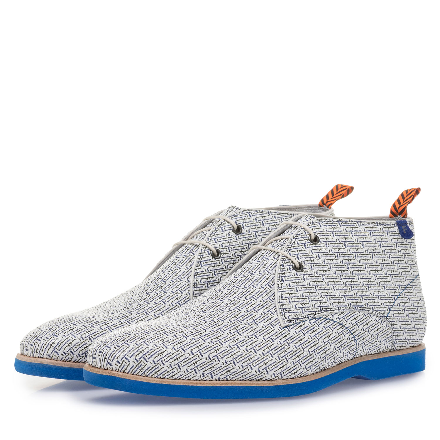 10014/13 - Leder-Schnürstiefel mit schwarz-weißem Print 10014/13 - Leder-Schnürstiefel mit schwarz-weißem Print