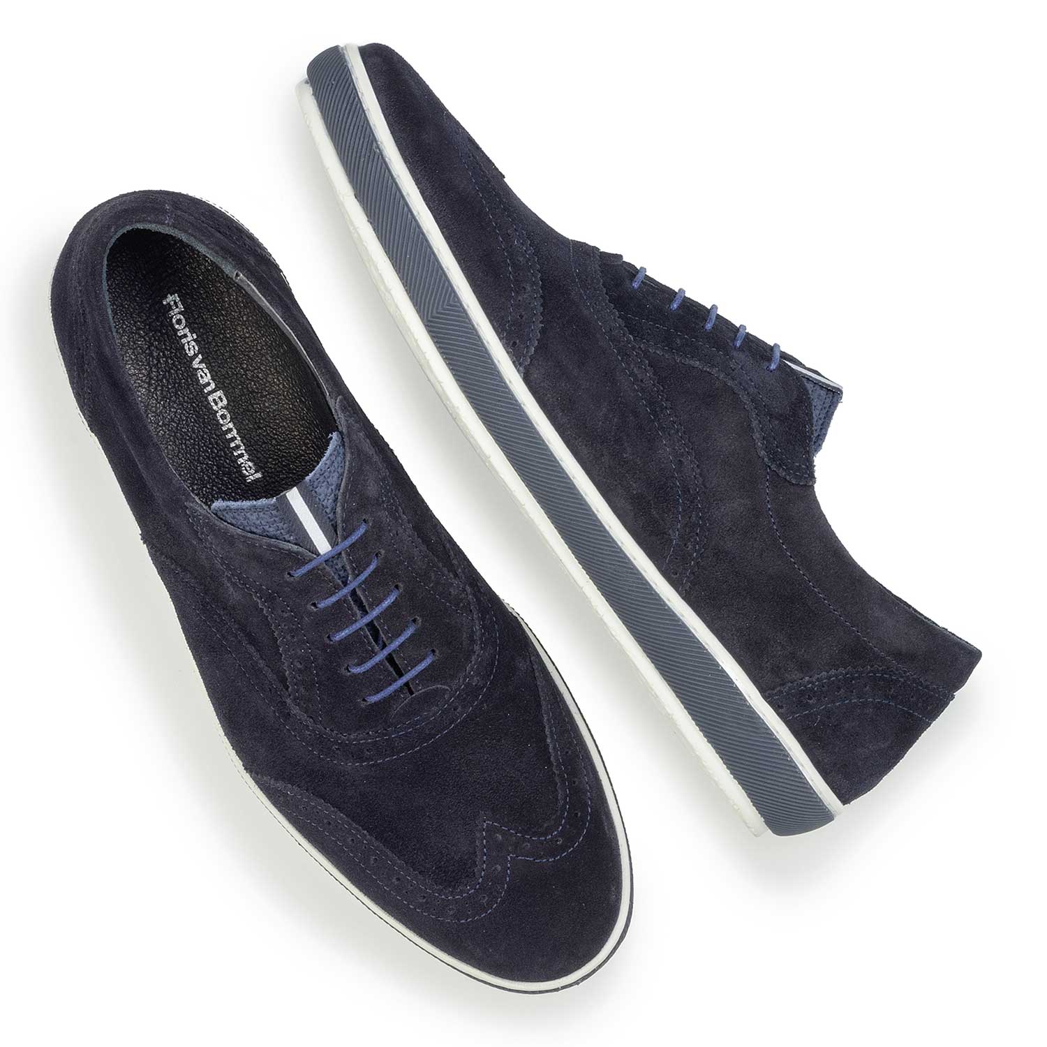 19036/39 - Dark blue suede leather brogue shoe 19036/39 - Dark blue suede leather brogue shoe
