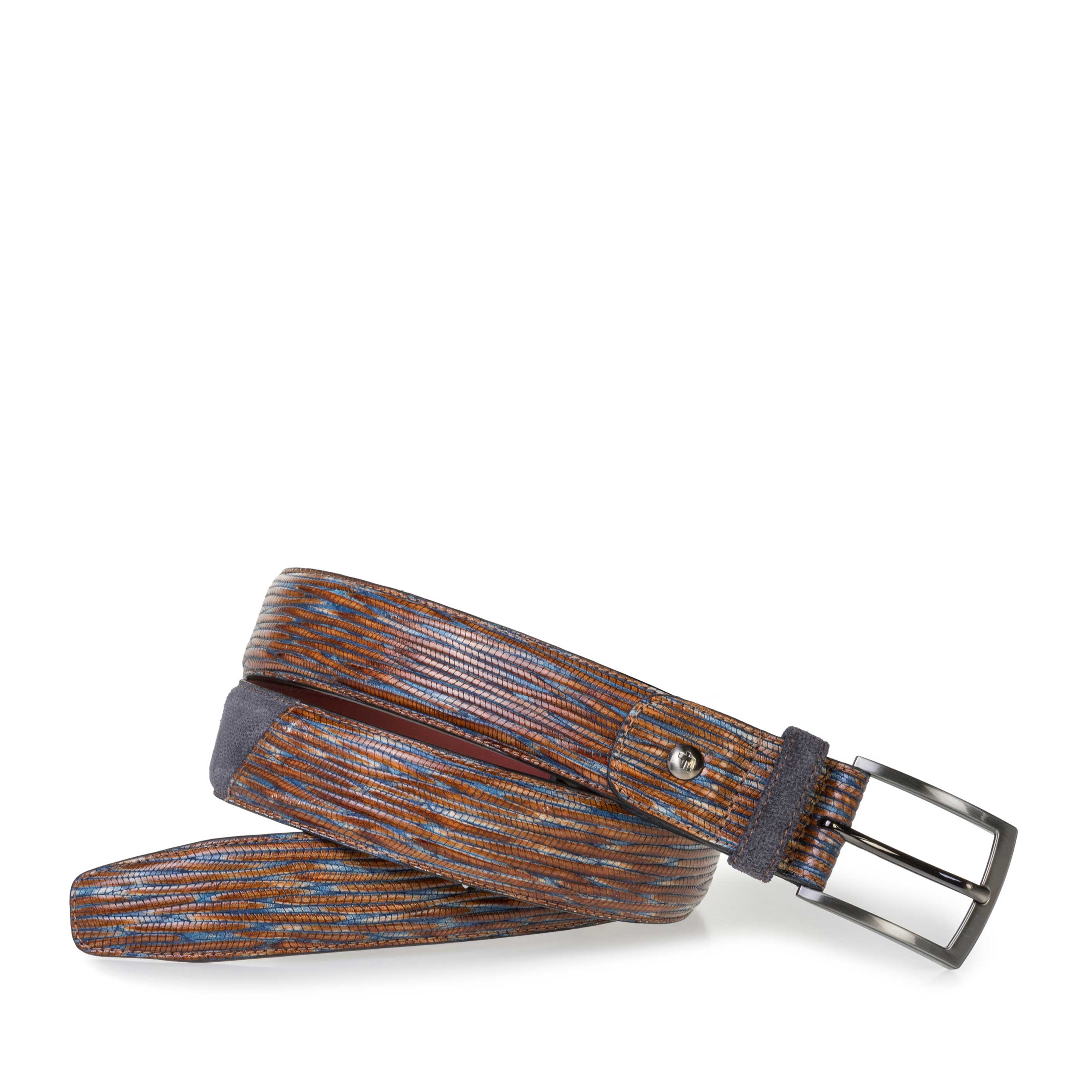 75188/60 - Blue and red leather belt with print 75188/60 - Blue and red leather belt with print