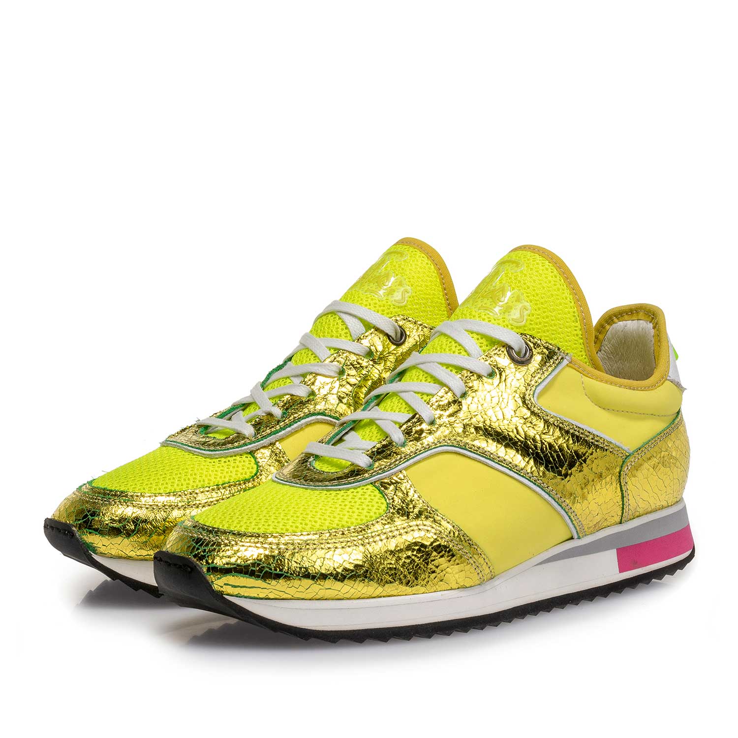 85261/01 - Gelber Metallic Leder-Sneaker mit changierendem Effekt 85261/01 - Gelber Metallic Leder-Sneaker mit changierendem Effekt