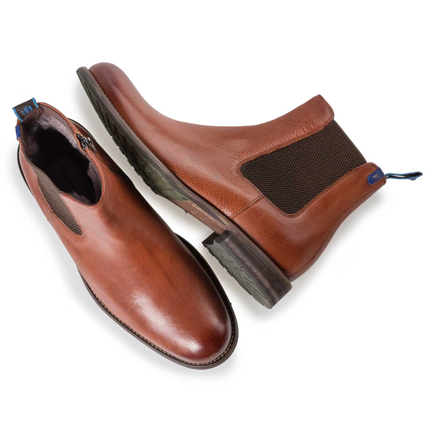 10289/02 - Wolle gefütterter cognacfarbener Chelsea Boot aus Leder 10289/02 - Wolle gefütterter cognacfarbener Chelsea Boot aus Leder