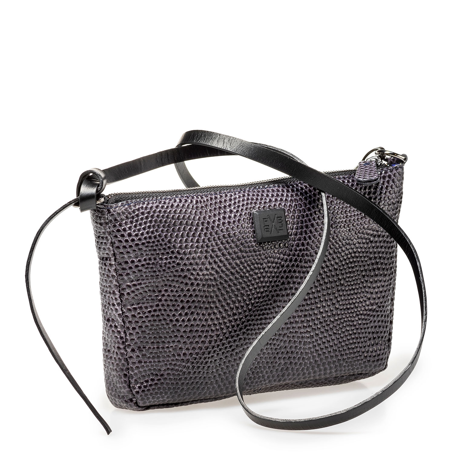 89019/04 - Dunkelblaue Ledertasche mit Print 89019/04 - Dunkelblaue Ledertasche mit Print