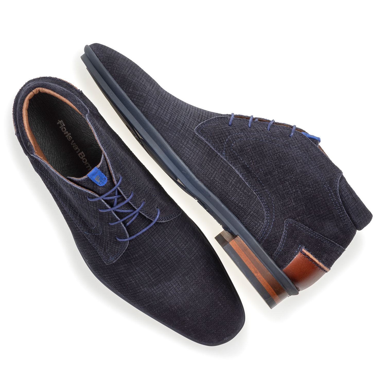 20240/02 - Boot printed suede leather blue 20240/02 - Boot printed suede leather blue