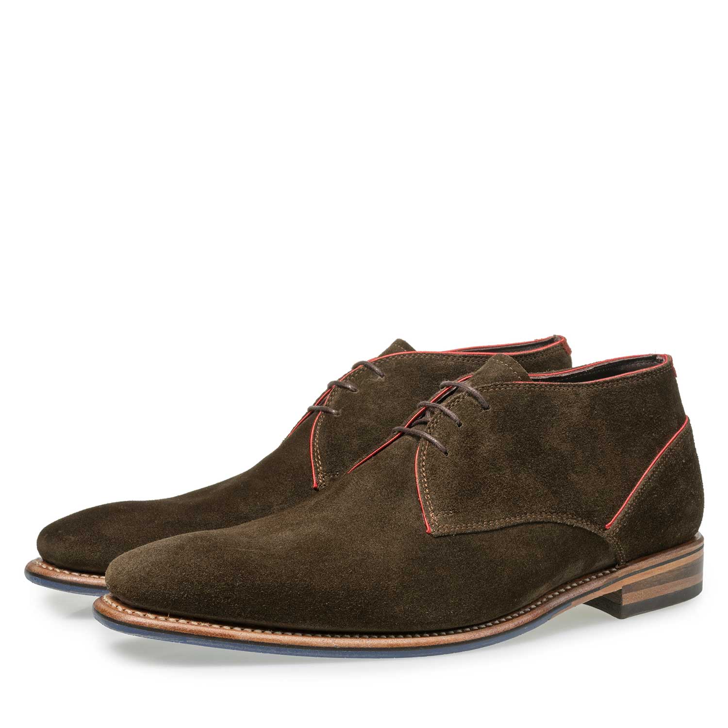 10673/14 - Olivgrüner Kalbswildleder-Schnürstiefel 10673/14 - Olivgrüner Kalbswildleder-Schnürstiefel