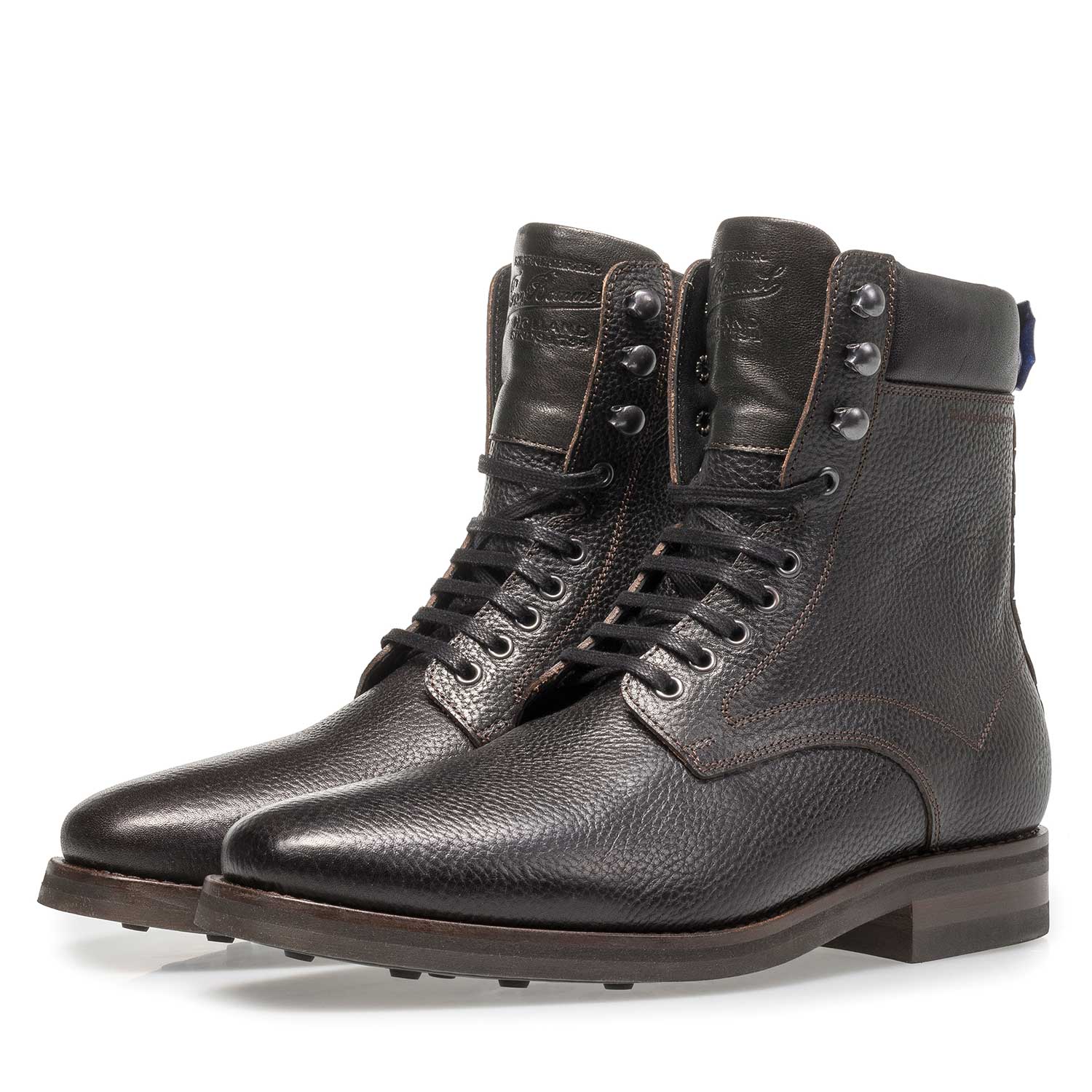 10658/14 - Black calf leather lace boot with print 10658/14 - Black calf leather lace boot with print