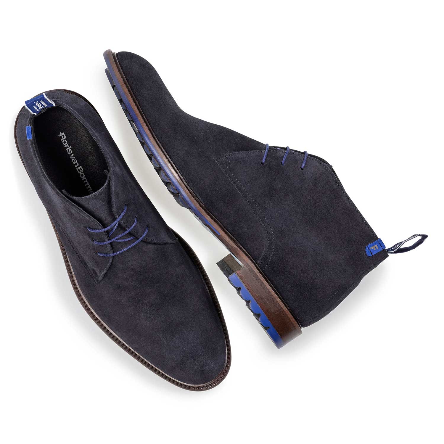 10203/16 - Dark blue suede leather lace shoe 10203/16 - Dark blue suede leather lace shoe