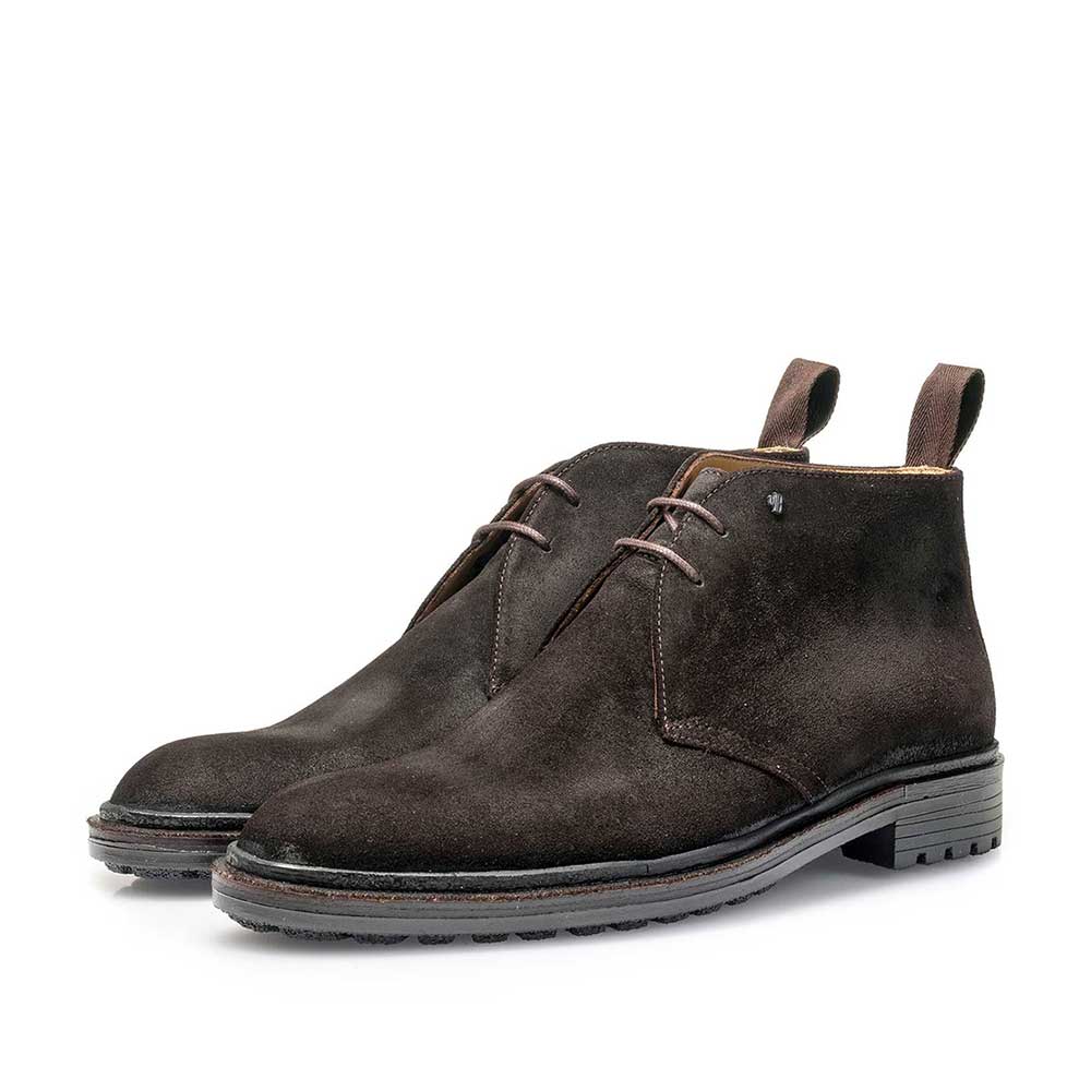 10354/00 - Dark brown suede leather lace boot 10354/00 - Dark brown suede leather lace boot