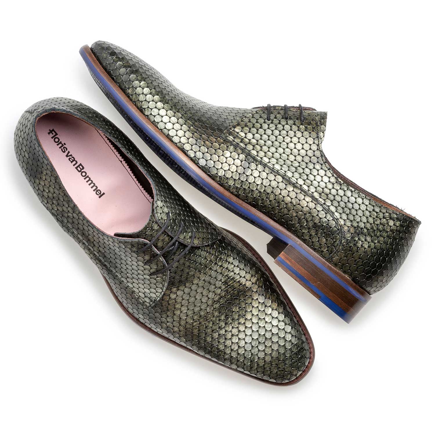 18080/01 - Grüner Metallicprint Leder-Schnürschuh 18080/01 - Grüner Metallicprint Leder-Schnürschuh