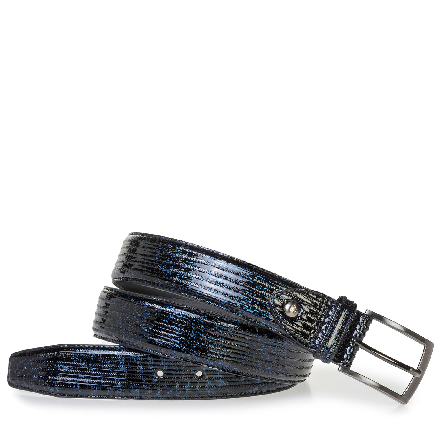 75203/00 - Blauer Lackledergürtel mit Print 75203/00 - Blauer Lackledergürtel mit Print
