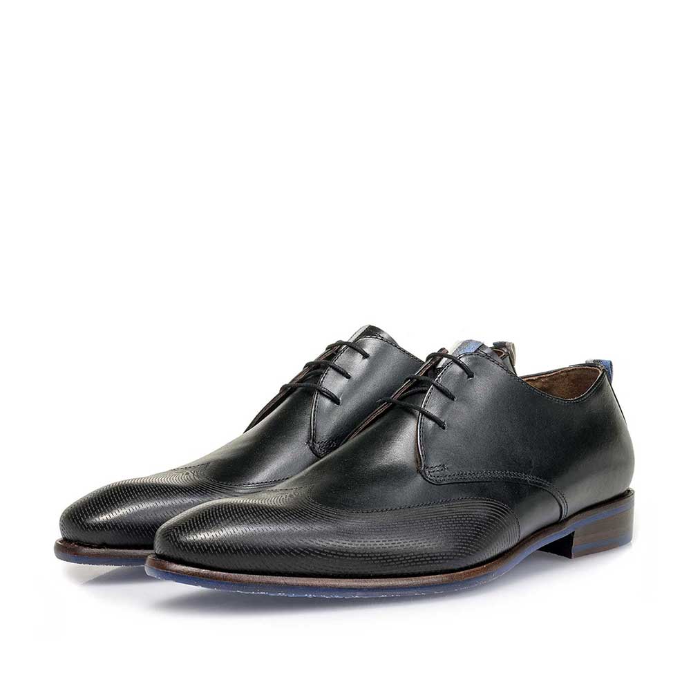 18082/02 - Black calf leather lace shoe with a laser-cut pattern 18082/02 - Black calf leather lace shoe with a laser-cut pattern