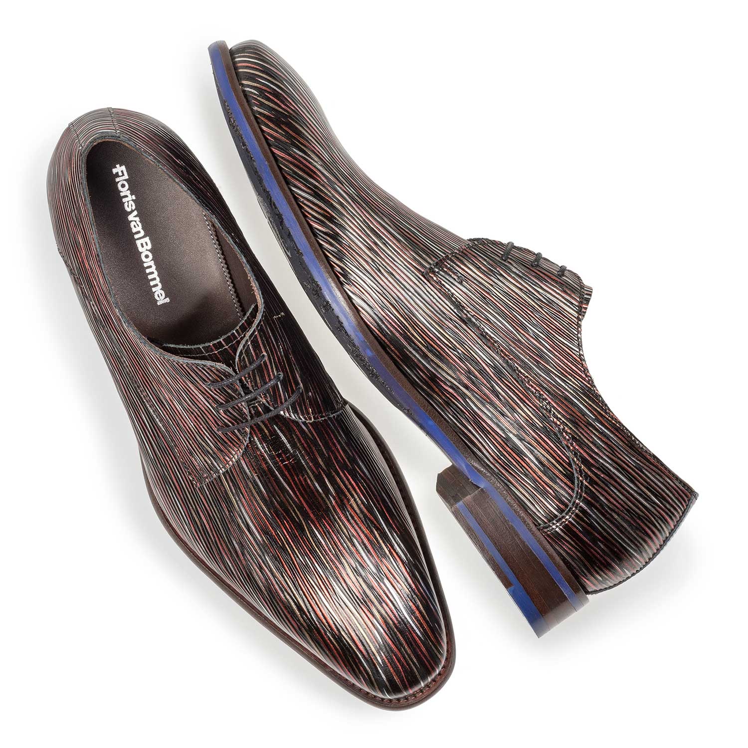 18159/09 - Dark red leather lace shoe with metallic print 18159/09 - Dark red leather lace shoe with metallic print